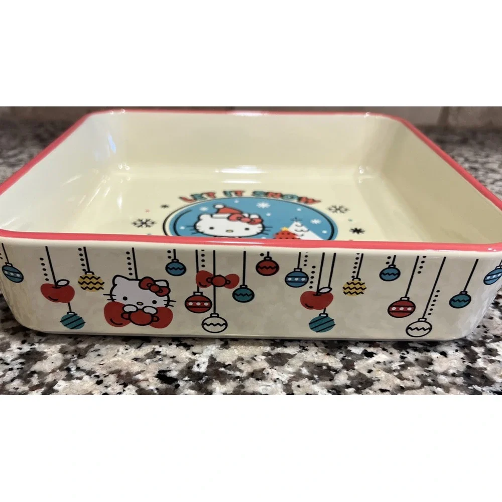 Hello Kitty Xmas Let It Snow Globe Holiday‎ 9x9 Square Baking Pan Ceramic ZRike